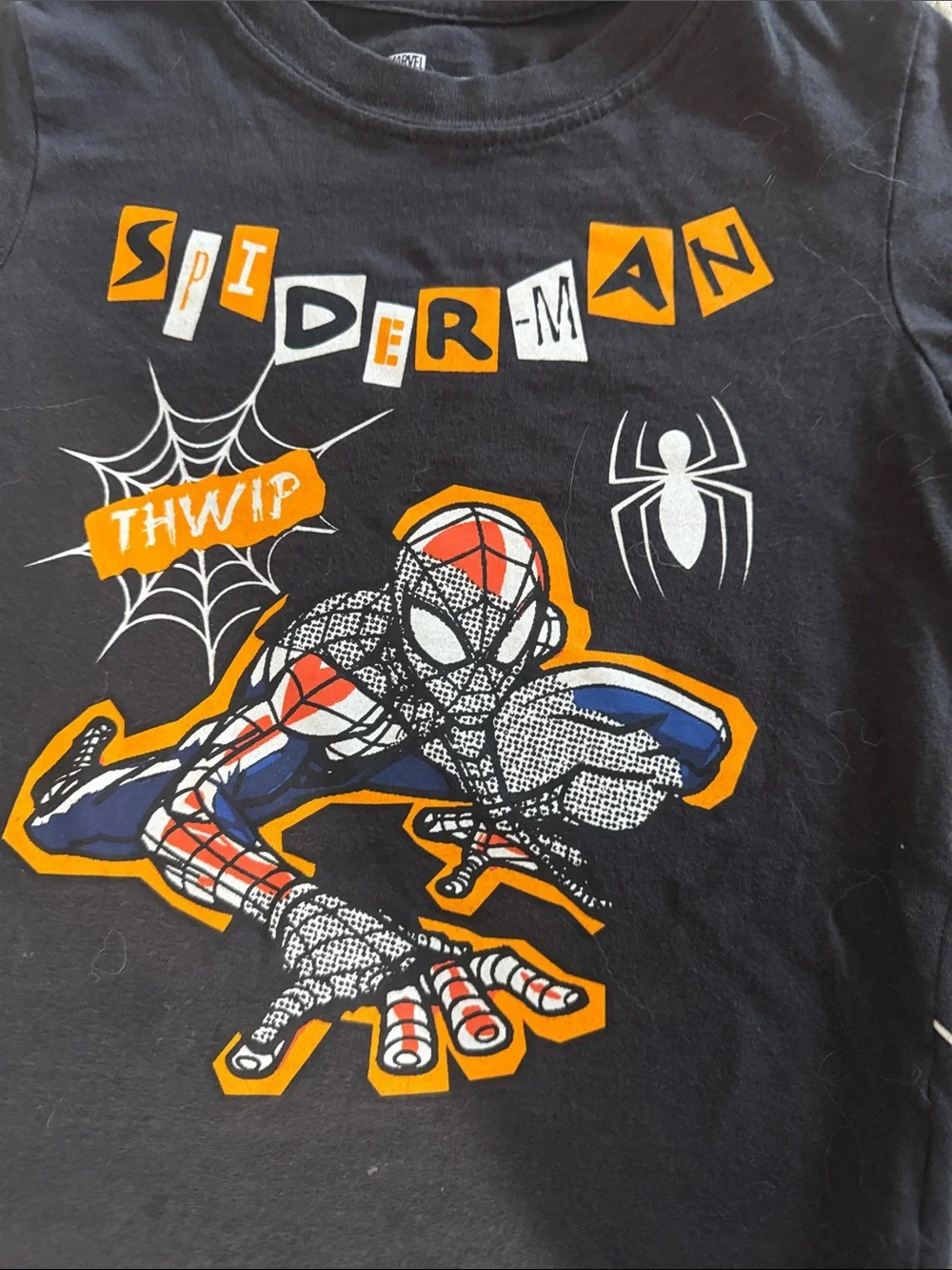 Marvel Spider-Man Black Orange and White Graphic Tee